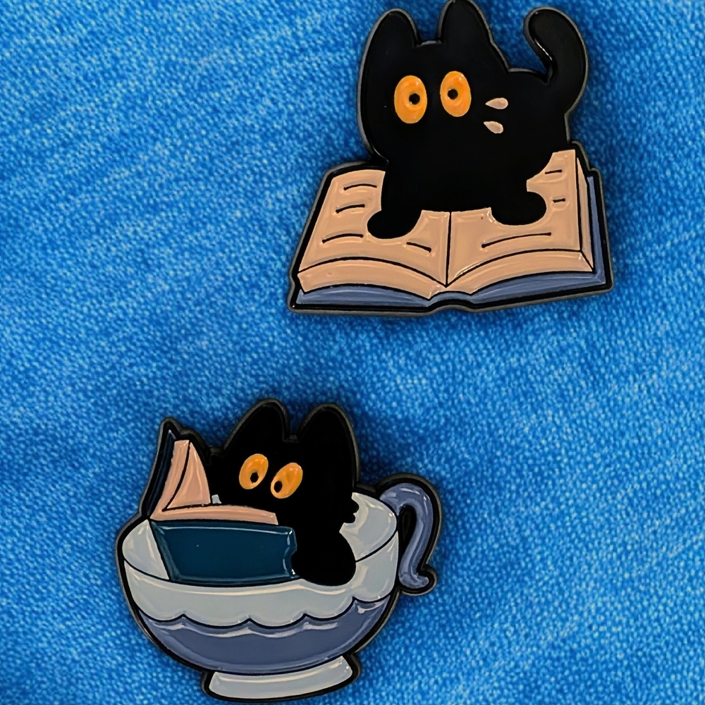 Reading Black Cat Enamel Pins Set